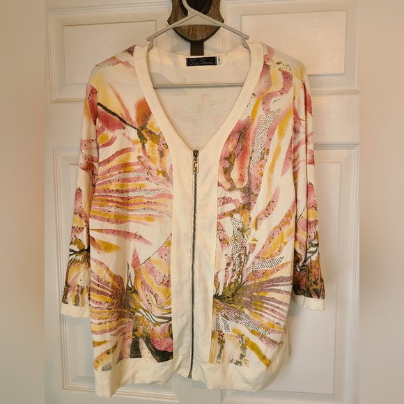 Travel Elegance Woman's Long Sleeve Full Zip Sweater - Picture 1 of 16